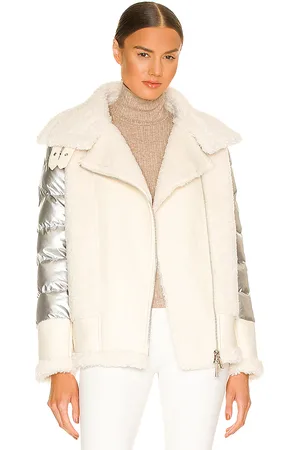 JOCELYN Faux Sherpa Moto Jacket in Metallic . - size L (also in M, S, XS)