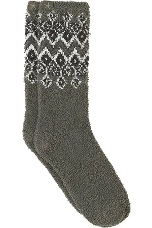 Barefoot Dreams CozyChic Fair Isle Sock in Grey.