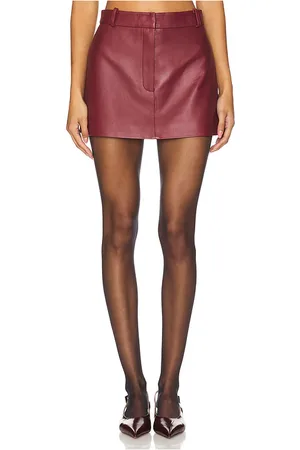 AEXAE Leather Mini Skirt in Burgundy. - size S (also in XS, XXS)