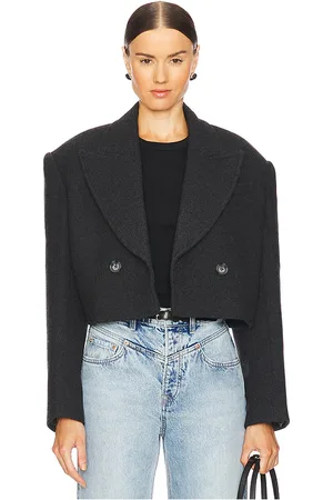 GRLFRND X Emily Gemma The Short Coat in Grey. - size L (also in M, S, XL, XS, XXS)