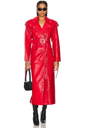 Retrofete Knightley Leather Trench Coat in Red. - size S (also in XL, XS)