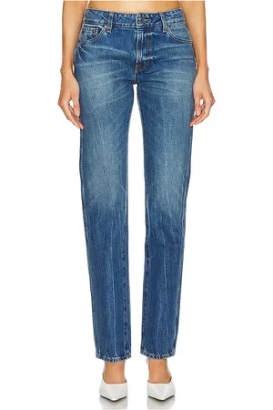 GRLFRND Isabel Low Rise Straight in Denim-Medium. - size 23 (also in 24, 25, 26, 27, 28, 29, 30, 31, 32)