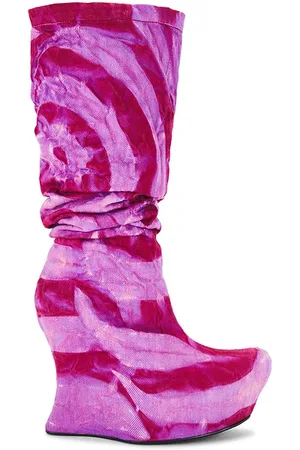 Masha Popova Sculpted Wedge Denim Boots in Pink. - size 37 (also in 38, 39)