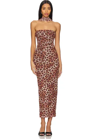 Runaway The Label Antonie Midi Dress in Brown. - size S (also in XS)