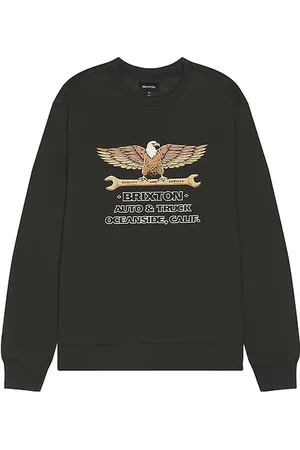 Brixton Repair Crew Neck Sweatshirt in Charcoal. - size L (also in S)