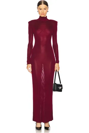 Self-Portrait Viscose Knit Maxi Dress in Burgundy. - size L (also in XS)