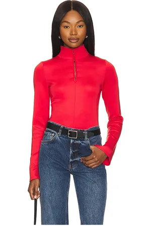 Hudson Long Sleeve Hook & Eye Bodysuit in Red. - size M (also in XS)