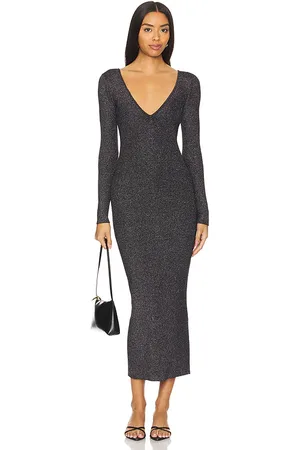 LBLC The Label Felicity Dress in Metallic Silver. - size L (also in M, S, XS)