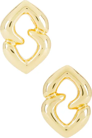 ANINE BING Abstract Heart Earrings in Metallic .