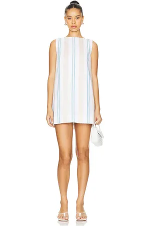 Bondi Born Arezzo Mini Dress in White,Baby Blue. - size L (also in M)