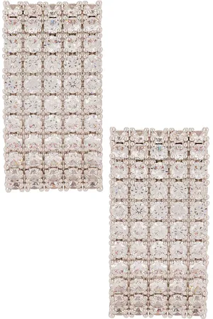 Self-Portrait Crystal Chainmail Earrings in Metallic .