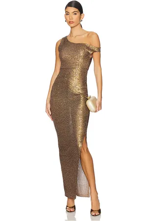 Norma Kamali Drop Shoulder Fitted Gown in Brown. - size L (also in M, S)