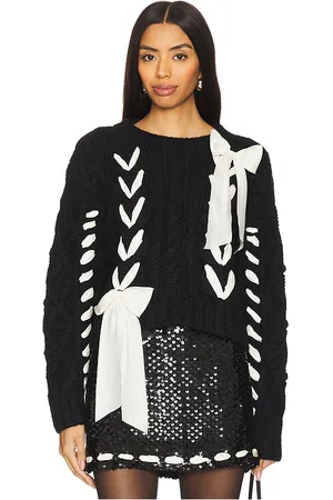 LOVESHACKFANCY Parson Pullover in Black. - size M (also in S, XL, XS)