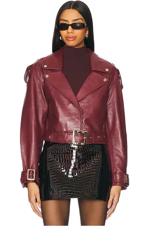 Retrofete Einsley Leather Jacket in Burgundy. - size L (also in M, S)