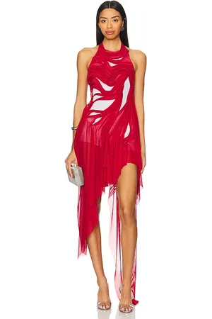 DI PETSA Bursting Flower Wetlook Dress in Red. - size S (also in XS)