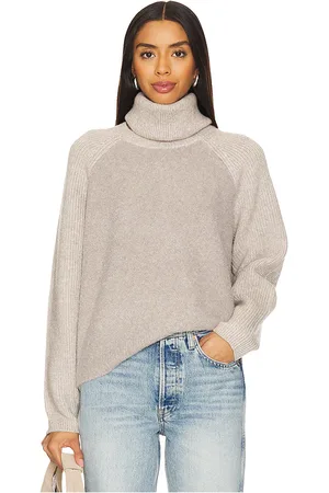 525 America Mckenzie Mixed Media Removable Collar Pullover in Grey. - size S (also in XS)