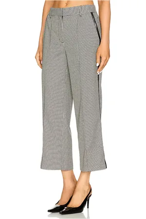 Simkhai Miki Cropped Button Hem Pant in Black,White. - size 0 (also in 00, 2, 4, 6, 8)