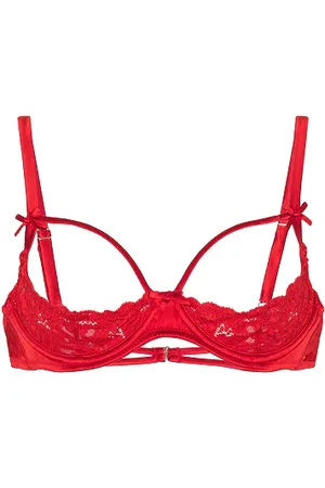 FLEUR DU MAL Charlotte Peekaboo Bra in Red. - size 32B (also in 32D, 36B, 36C)