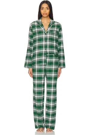 Eberjey Flannel Long PJ Set in Green. - size L (also in XL)