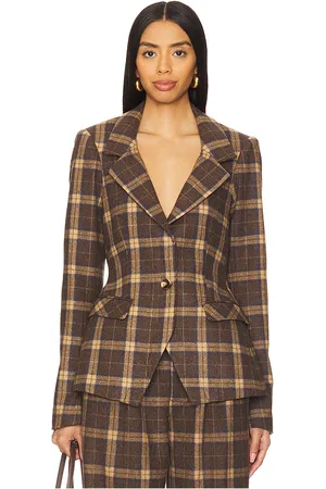 DANIELLE GUIZIO Cooper Tartan Blazer in Brown. - size S (also in XS)