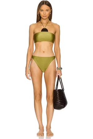 Adriana Degreas Mobile Applique High-leg Bikini Set in Olive. - size L (also in M, S)