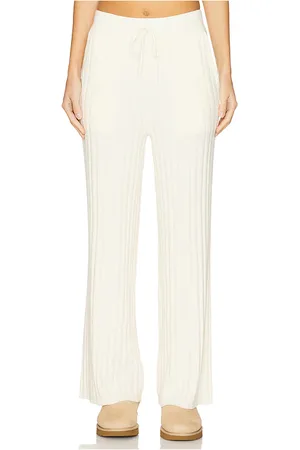 Varley Simeon Wide Rib Knit Trouser in Ivory. - size M (also in S, XL, XS)