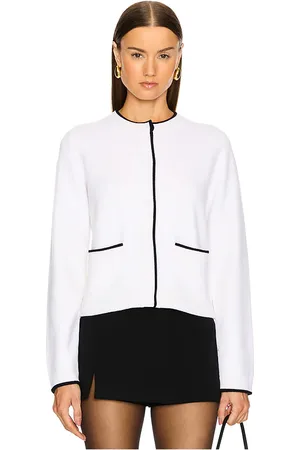 Vince Contrast Tipped Snap Cardigan in White. - size L (also in S)