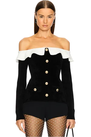 Self-Portrait Chenille Knit Off Shoulder Top in . - size L (also in M)