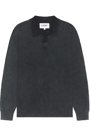 Corridor Long Sleeve Rice Stitch Polo in . - size S (also in XL/1X)