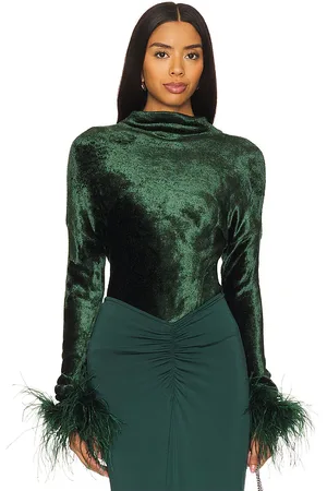 LAPOINTE Dolman Top With Feathers in Green. - size M (also in XS)