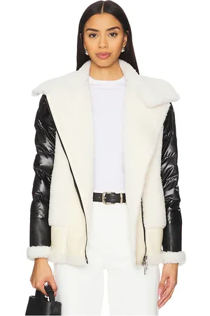 JOCELYN Faux Moto Jacket in Black,White. - size L (also in M, S, XS)