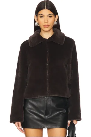superdown Tianna Faux Fur Jacket in Chocolate. - size S (also in XS, XXS)