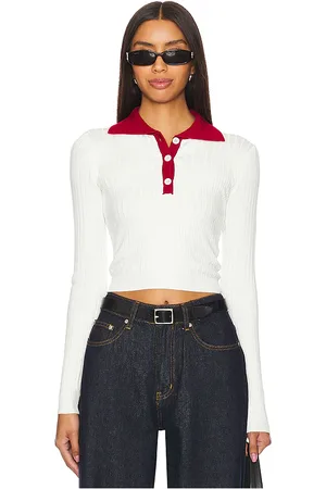 ALL THE WAYS Helena Polo Sweater in White. - size L (also in M, XS)