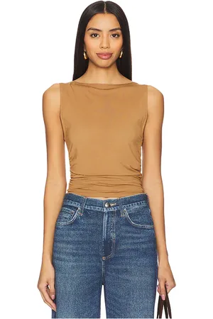 RAG&BONE Luca Shirred Tank in Tan. - size L (also in M, S, XL, XS, XXS)