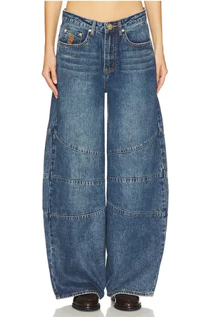 ONE TEASPOON Barrel Mid Waist Denim Jeans in Blue. - size 25 (also in 26, 27, 28, 33, 34)