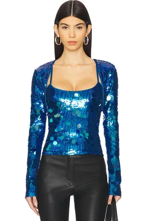 DANIELLE GUIZIO Paillette Bolero in Blue. - size L/XL (also in S/M, XXS/XS)