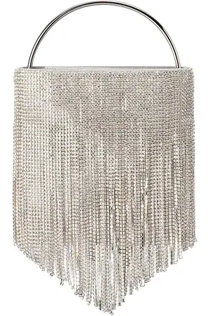 Olga Berg Adina Crystal Fringe Bag in Metallic .