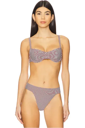 ONIA Marilyn Bikini Top in Pomegranate & White in Multi. - size L (also in M, S, XS)