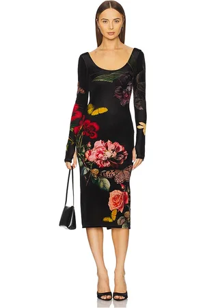 ALICE+OLIVIA Delora Ankle Length Dress in Black. - size 0 (also in 2, 4, 6)