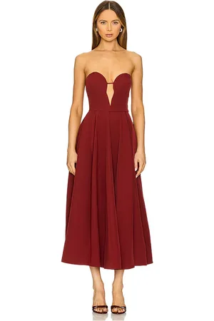 Bardot X REVOLVE Opal Volume Midi Dress in Wine. - size 10 (also in 12, 2, 4, 6, 8)