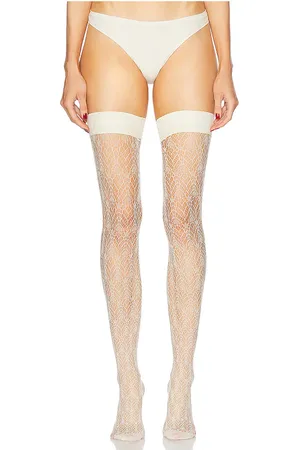Falke Cream Swirl Stay Up in White. - size L (also in M, S)