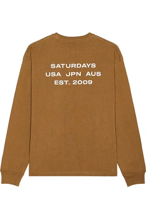 Saturdays NYC Max Weight Long Sleeve Tee in Brown. - size L (also in M, S, XL/1X)