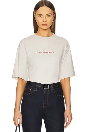 Calvin Klein Short Sleeve Archive Jersey Logo Tee in White. - size L (also in M, S, XL/1X)