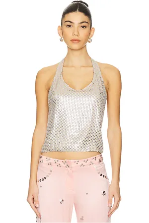 SIEDRES Lorenza Top in Metallic Silver. - size 38 (also in 40)