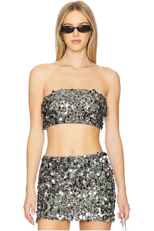 superdown Adalaide Tube Top in Metallic Silver. - size L (also in M, S, XS, XXS)