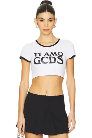GCDS Ti Amo Crop T-shirt in White. - size L (also in M, S, XS)