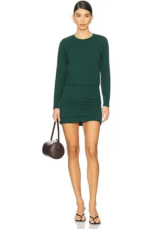 Bobi Longsleeve Dress in Dark Green. - size L (also in M, S, XL, XS)