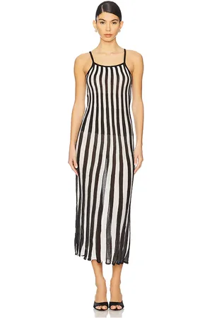 Solid Kaylee Dress in Black,White. - size L (also in M, S, XL)