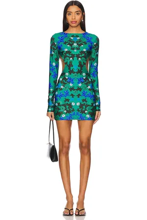 Agua Bendita X Revolve Juliana Dashi Mini Dress in Green. - size L (also in M, S, XL, XS)