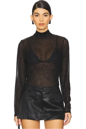 Gestuz Glimma High Neck Blouse in Black. - size L (also in M, S, XL, XS, XXS)